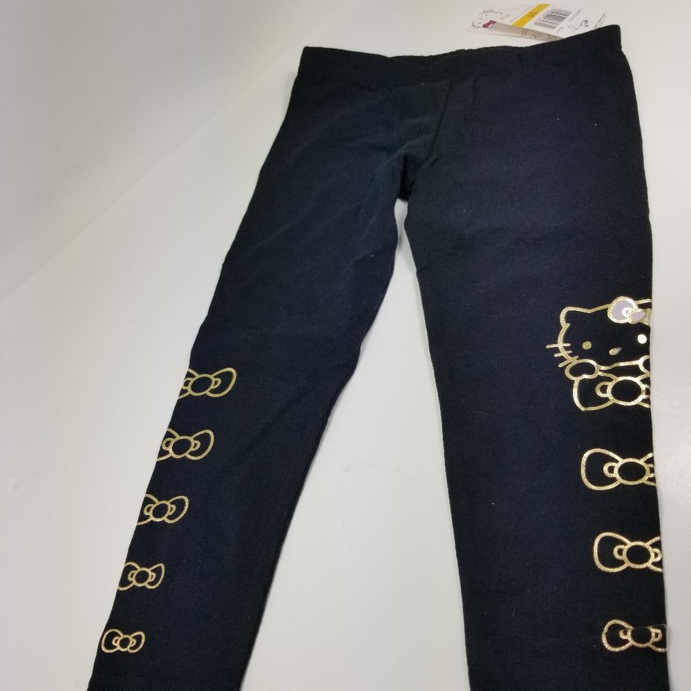 Hello Kitty black leggings with gold foil